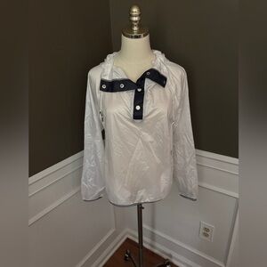 L’Etoile Sport White Hooded Windbreaker Jacket. Small. NWT.